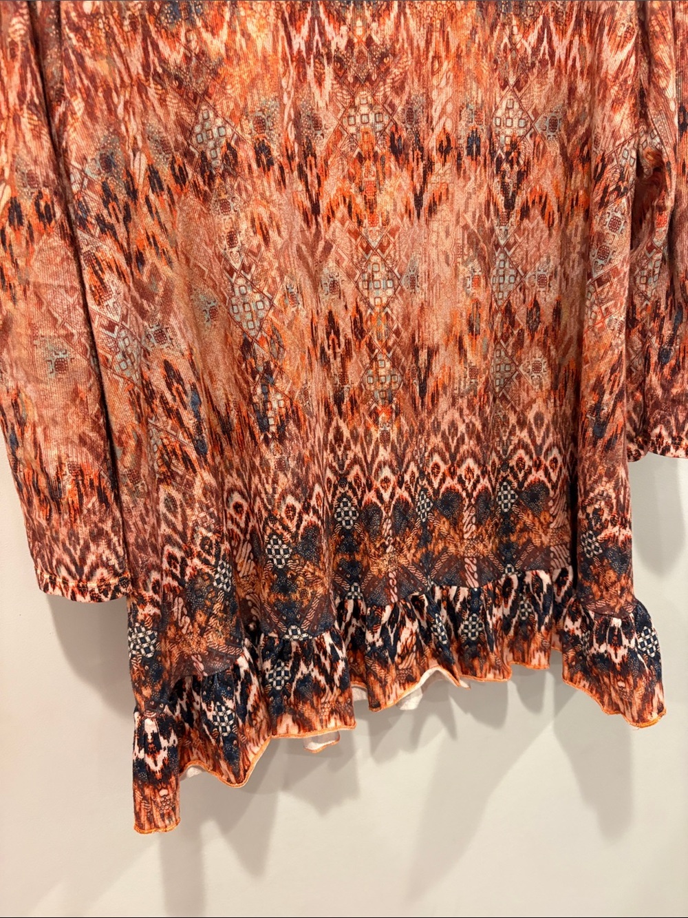 Textured Orange Ikat Scoop-Neck Tunic by Song n Spirit ptp 19 boho - Picture 4 of 8